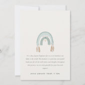 Boho Rainbow Blue Script Foto geboorteaankondiging Bedankkaart (Achterkant)