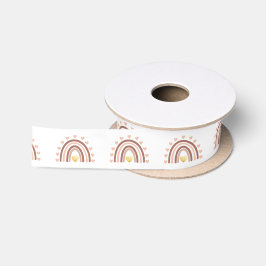 Boho Rainbow Blush Pink Beige Pattern Ribbon Satijnen Lint