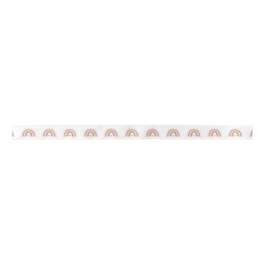 Boho Rainbow Blush Pink Beige Pattern Ribbon Satijnen Lint (Voorkant)