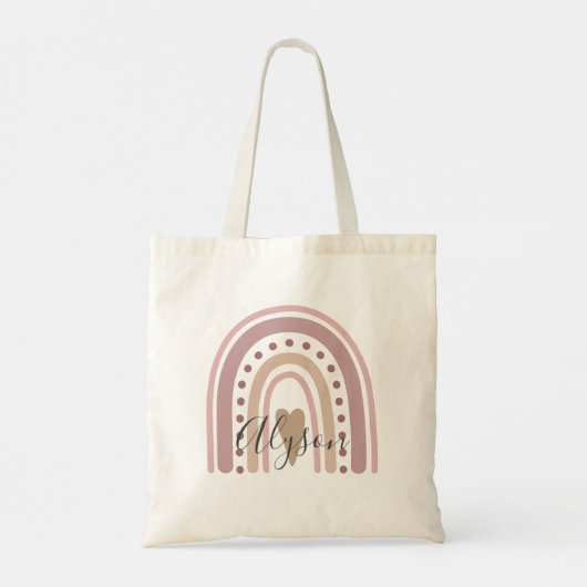 Boho Rainbow Blush Pink Muted Pastel Gepersonalise Tote Bag (Achterkant)