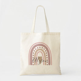 Boho Rainbow Blush Pink Muted Pastel Gepersonalise Tote Bag
