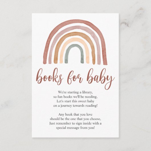 Boho Rainbow Boeken voor Baby Informatiekaartje (Voorkant)