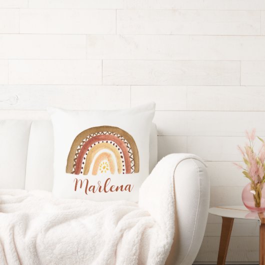 Boho Rainbow Bohemian Earthy Tones Neutrale zon Kussen (Bank)