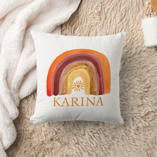 Boho Rainbow Bohemian Sun Sinaasappel Baby Nursery Kussen (Deken)