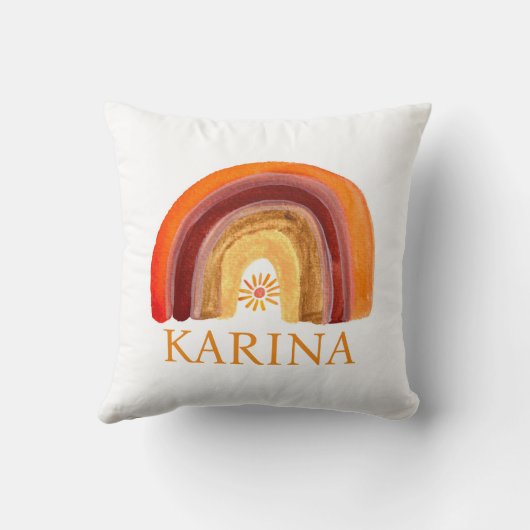 Boho Rainbow Bohemian Sun Sinaasappel Baby Nursery Kussen (Achterkant)