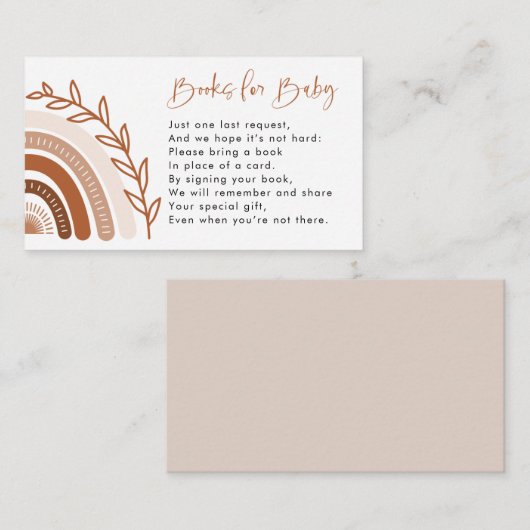 Boho Rainbow Book Request Card, Boeken voor Baby Informatiekaartje (Voorkant / Achterkant)