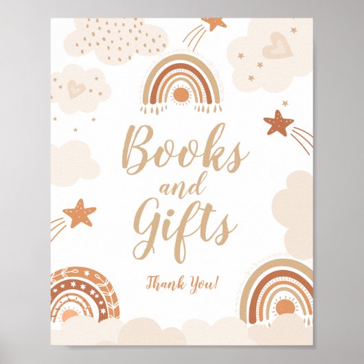Boho Rainbow Books and Gifts Sign Poster (Voorkant)
