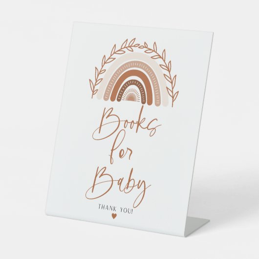 Boho Rainbow Books for Baby Sign, Earthy Tones Reclamebord Met Voetstuk (Voorkant)