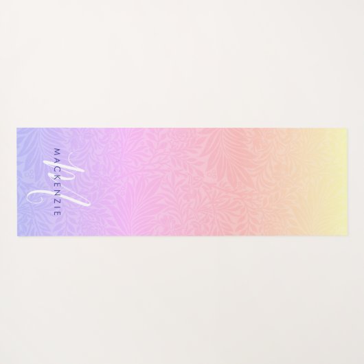 Boho Rainbow Botanical Monogram Naam Yogamat (Achterkant (horizontaal))