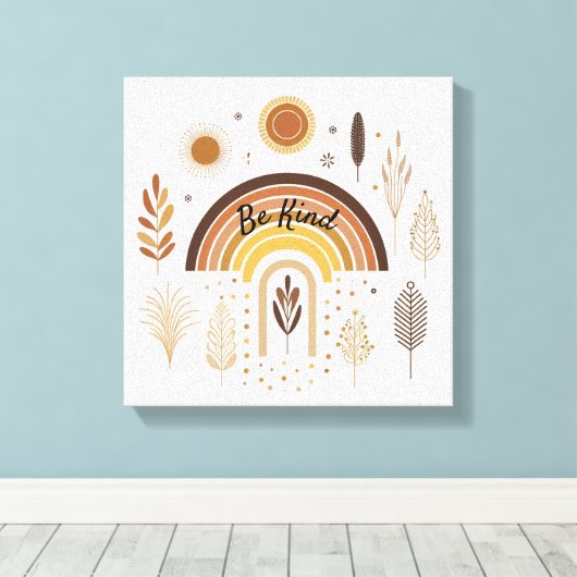 Boho Rainbow Botanicals zijn vriendelijk Canvas Afdruk (Insitu (Houten vloer))