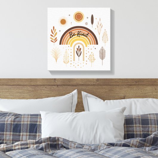 Boho Rainbow Botanicals zijn vriendelijk Canvas Afdruk (Insitu (Slaapkamer))