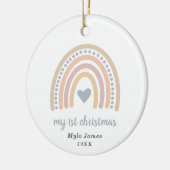Boho Rainbow Boy Baby Foto van mijn eerste kerstmi Keramisch Ornament (Links)