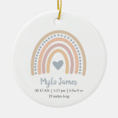 Boho Rainbow Boy Birth Stats Foto met Kerstmis Keramisch Ornament (Voorkant)