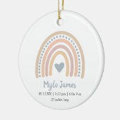 Boho Rainbow Boy Birth Stats Foto met Kerstmis Keramisch Ornament (Links)