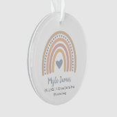 Boho Rainbow Boy Birth Stats Foto met Kerstmis Ornament (voorkant)