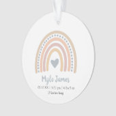 Boho Rainbow Boy Birth Stats Foto met Kerstmis Ornament (voorkant)