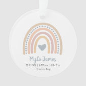 Boho Rainbow Boy Birth Stats Foto met Kerstmis Ornament (voorkant)