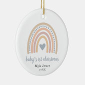 Boho Rainbow Boy Foto Baby Eerste Kerstmis Keramisch Ornament (Rechts)