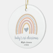 Boho Rainbow Boy Foto Baby Eerste Kerstmis Keramisch Ornament (Links)