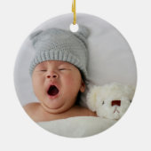 Boho Rainbow Boy Foto Baby Eerste Kerstmis Keramisch Ornament (Achterkant)