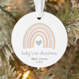 Boho Rainbow Boy Foto Baby Eerste Kerstmis Ornament