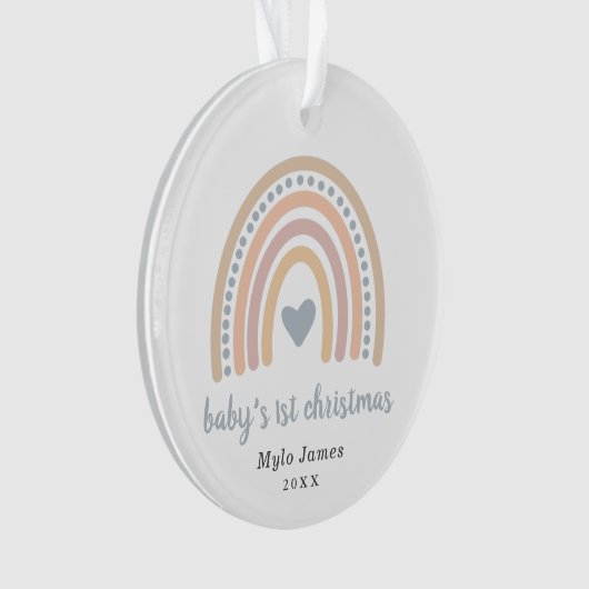Boho Rainbow Boy Foto Baby Eerste Kerstmis Ornament (voorkant)