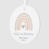 Boho Rainbow Boy Foto Baby Eerste Kerstmis Ornament (voorkant)