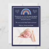 Boho Rainbow Boy Navy Blue Birth Announounement Aankondiging (Achterkant)
