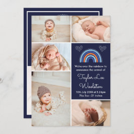 Boho Rainbow Boy Navy Blue Birth Announounement Aankondiging