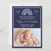 Boho Rainbow Boy Navy Blue Birth Announounement Aankondiging (Voorkant)