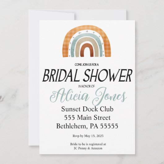 Boho Rainbow Bridal Shower-uitnodiging Kaart (Voorkant)