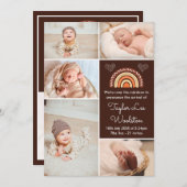 Boho Rainbow Brown Birth Announement Aankondiging (Voorkant / Achterkant)