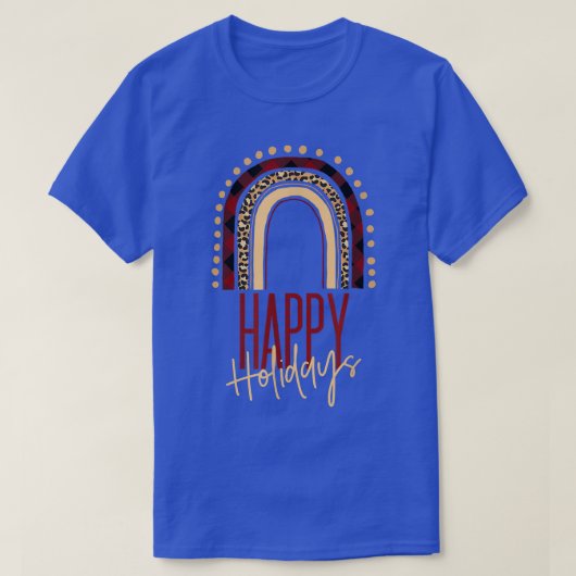 Boho Rainbow Buffalo Pset Leopard Print Happy Hol T-shirt (Design voorkant)