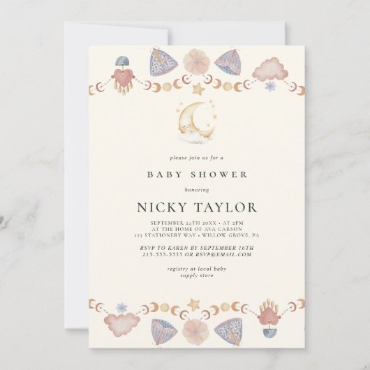 Boho Rainbow Butterfly-Baby shower Kaart (Voorkant)