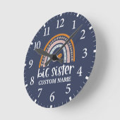 Boho Rainbow & Butterfly Personalized Big Sister Ronde Klok (Hoek)