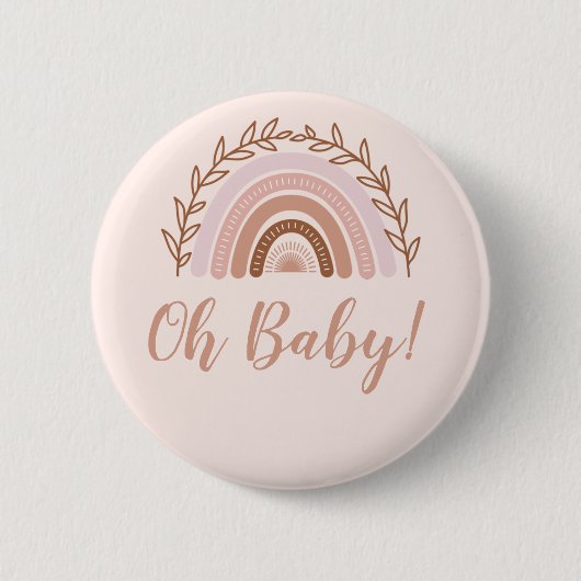 Boho Rainbow Button, Baby shower Button (Voorkant)