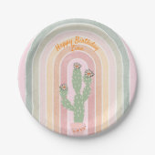 Boho Rainbow Cactus Fiesta Papieren Bordje (Voorkant)