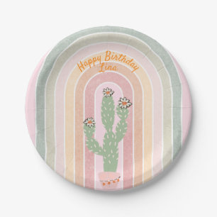 Boho Rainbow Cactus Fiesta Papieren Bordje