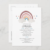 Boho Rainbow Chic Waterverf Script Baby shower Uitnodiging Briefkaart (Voorkant / Achterkant)