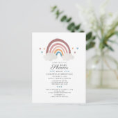 Boho Rainbow Chic Waterverf Script Baby shower Uitnodiging Briefkaart (Staand voorkant)