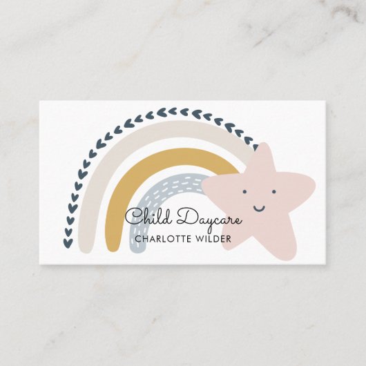 Boho Rainbow Child Daycare Babysit Visitekaartje (Voorkant)