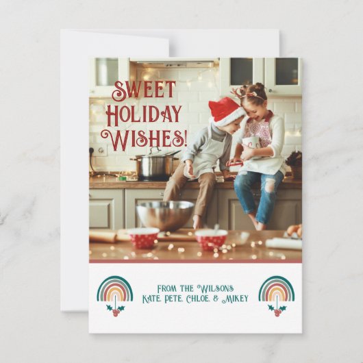 Boho Rainbow Christmas Feestdagenkaart (Voorkant)