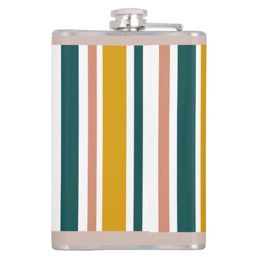 Boho Rainbow Custom Name Pastel Stripes Trendy Heupfles (Achterkant)