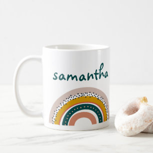Boho Rainbow Custom Name Pastel Trendy Koffiemok