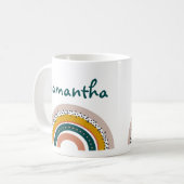 Boho Rainbow Custom Name Pastel Trendy Koffiemok (Voorkant links)