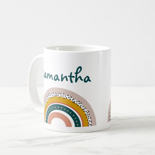 Boho Rainbow Custom Name Pastel Trendy Koffiemok (Voorkant links)