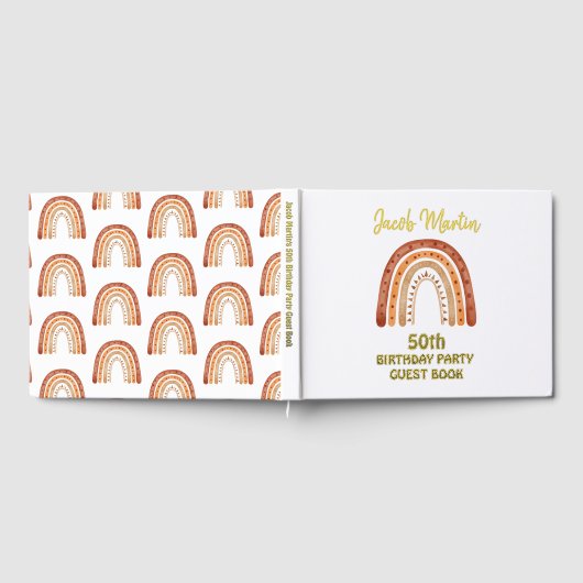 Boho Rainbow Custom Verjaardagsfeest Folie Guestbo Gastenboek (Volledig)