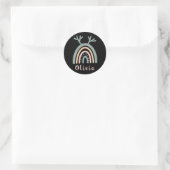 Boho Rainbow Cute met persoonlijke naam Ronde Sticker (Tas)