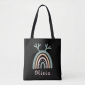 Boho Rainbow Cute met persoonlijke naam Tote Bag (Voorkant)