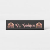 Boho Rainbow Cute Personalized Teacher Bureau Naambordje (Voorkant)